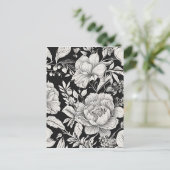Bloemen Zwart-wit Classic Briefkaart (Staand voorkant)