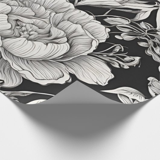  Bloemen Zwart-wit Classic Cadeaupapier (Hoek)