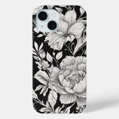  Bloemen Zwart-wit Classic Case-Mate iPhone Case (Achterkant)