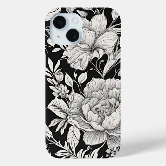 Bloemen Zwart-wit Classic Case-Mate iPhone Case (Achterkant)