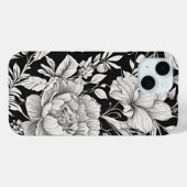 Bloemen Zwart-wit Classic Case-Mate iPhone Case (Achterkant (horizontaal))