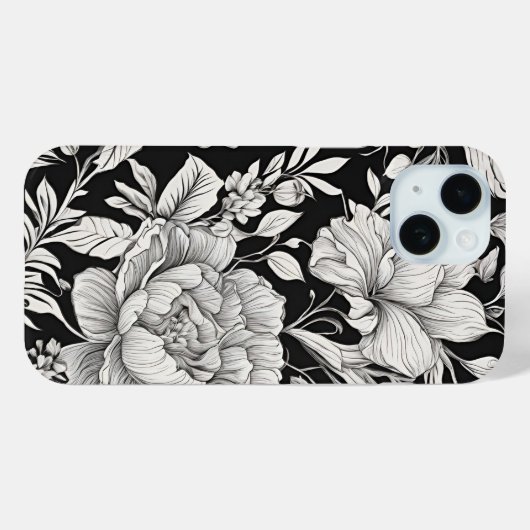  Bloemen Zwart-wit Classic Case-Mate iPhone Case (Achterkant (horizontaal))