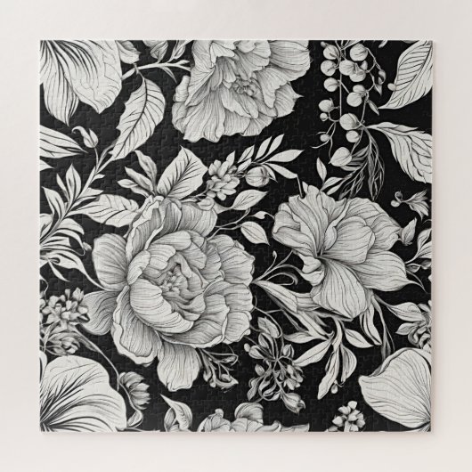  Bloemen Zwart-wit Classic Legpuzzel (Horizontaal)