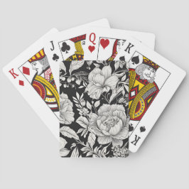  Bloemen Zwart-wit Classic Pokerkaarten