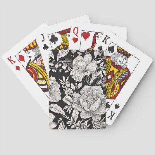  Bloemen Zwart-wit Classic Pokerkaarten (Achterkant)