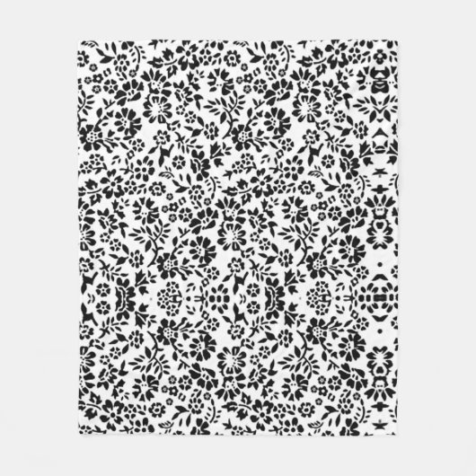 Bloemen zwart & wit deken. fleece deken (Voorkant)