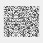 Bloemen zwart & wit deken. fleece deken (Voorkant (Horizontaal))