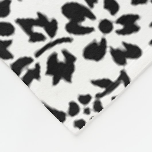 Bloemen zwart & wit deken. fleece deken (Hoek)