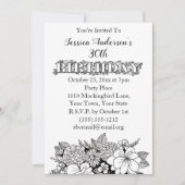 Bloemen Zwart Wit Dertigste 30ste Verjaardag Uitno Kaart (Voorkant)