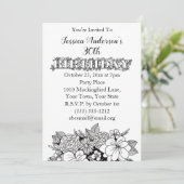 Bloemen Zwart Wit Dertigste 30ste Verjaardag Uitno Kaart (Staand voorkant)