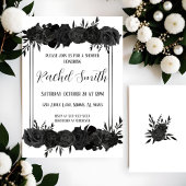 Bloemen Zwart-wit Douche Uitnodiging