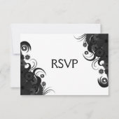 Bloemen Zwart-wit Gothic RSVP Response Kaarten (Voorkant)