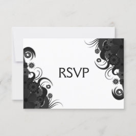 Bloemen Zwart-wit Gothic RSVP Response Kaarten