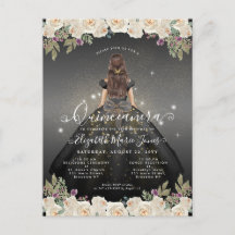 Bloemen Zwart Wit Goud Glam Prinses Quinceanera