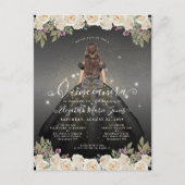 Bloemen Zwart Wit Goud Glam Prinses Quinceanera Briefkaart (Voorkant)