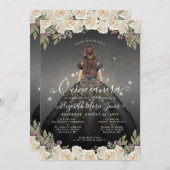 Bloemen Zwart Wit Goud Glam Prinses Quinceanera Kaart (Voorkant / Achterkant)