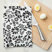 BLOEMEN / ZWART & WIT KEUKEN HANDDOEK! THEEDOEK (Quarter Fold)