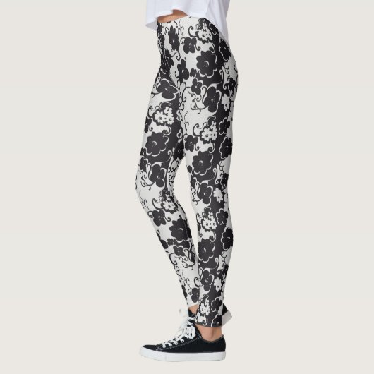 Bloemen zwart-wit leggings (Links)