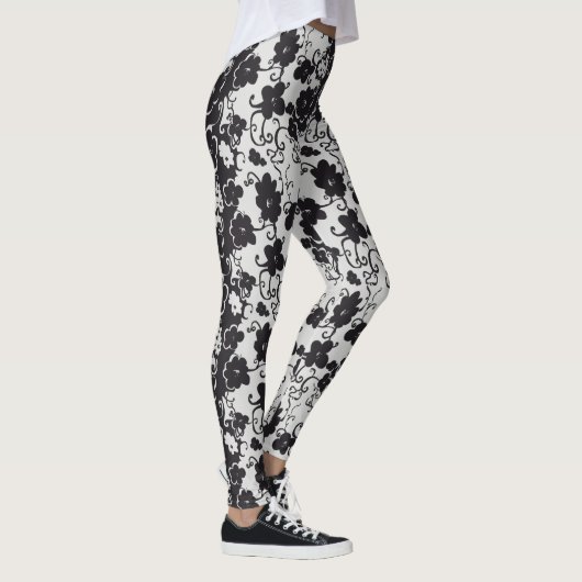 Bloemen zwart-wit leggings (Rechts)