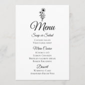Bloemen Zwart Wit Minimalistische Zonnebloem Huwel Menu (Voorkant)