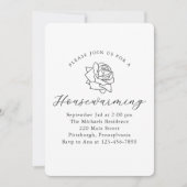 Bloemen Zwart-wit New Home Housewarming Party Aankondiging (Voorkant)