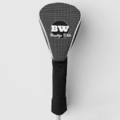 Bloemen Zwart & Wit Patroon Monogramed Golfheadcover (Voorkant)