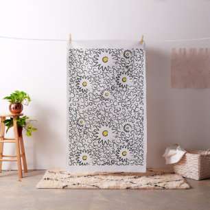 Bloemen zwart-wit patroon stof
