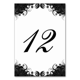 Bloemen Zwart-wit Receptie Tafelnummer Kaart