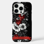  Bloemen Zwart Wit Rood Motief Case-Mate iPhone Case (Achterkant)
