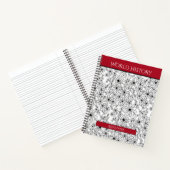 Bloemen Zwart Wit Rood Naam School Onderwerp Notitieboek (Binnen)