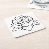 Bloemen Zwart & Wit Rose Bloem Trouwfeest Kartonnen Onderzetters (Schuin)