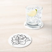 Bloemen Zwart & Wit Rose Bloem Trouwfeest Ronde Kartonnen Onderzetter (Insitu)