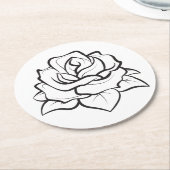 Bloemen Zwart & Wit Rose Bloem Trouwfeest Ronde Kartonnen Onderzetter (Gebogen)