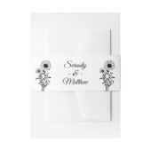 Bloemen Zwart Wit Rustiek Zonnebloem Huwelijk Uitnodigingen Wikkel (Voorkant Voorbeeld)