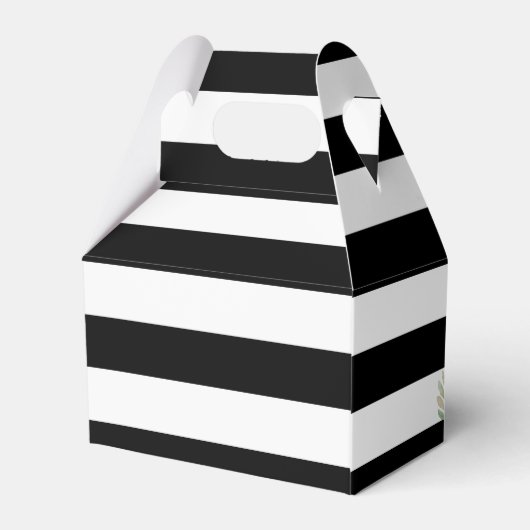 Bloemen Zwart Wit Streep Invitation Bedankdoosjes (Achterkant)