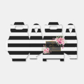 Bloemen Zwart Wit Streep Invitation Bedankdoosjes (Uitgevouwen)