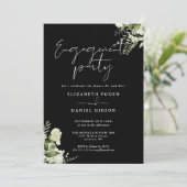 Bloemen Zwart-Wit Verlovingsfeest Kaart (Staand voorkant)