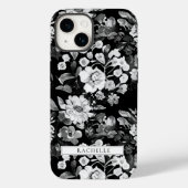 Bloemen Zwart-wit Waterverf Gepersonaliseerd Case-Mate iPhone Case (Achterkant)