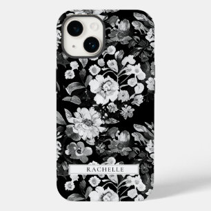 Bloemen Zwart-wit Waterverf Gepersonaliseerd Case-Mate iPhone 14 Hoesje