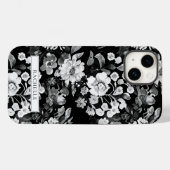 Bloemen Zwart-wit Waterverf Gepersonaliseerd Case-Mate iPhone Case (Achterkant (horizontaal))