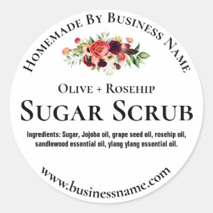 Bloemen Zwart-witte suiker scrub etiketten