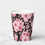 Bloemen Zwarte achtergrond Cherry Blossom ontwerp Papieren Bekers (Achterkant)