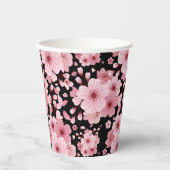 Bloemen Zwarte achtergrond Cherry Blossom ontwerp Papieren Bekers (Voorkant)