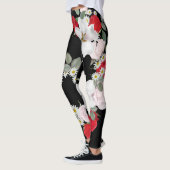 Bloemen zwarte achtergrond leggings (Links)
