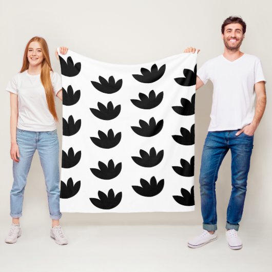 Bloemen Zwarte Bloem Fleece Deken (In situ)