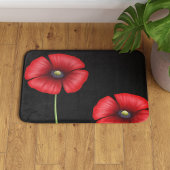 Bloemen Zwarte en Rode Poppies Badmat