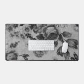  bloemen, zwarte en witte bloemen bureaumat (Keyboard & Muis)