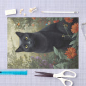 Bloemen Zwarte Kat Tissuepapier (Craft)