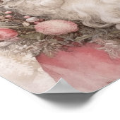 Bloemen Zwarte Kerstman in Nostalgische Roze Vakan Poster (Hoek)