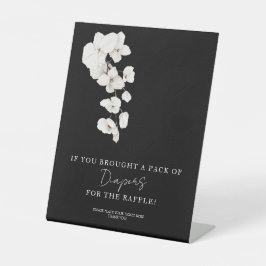 Bloemen Zwarte Orchideeën Baby shower Luier Raffle Reclamebord Met Voetstuk